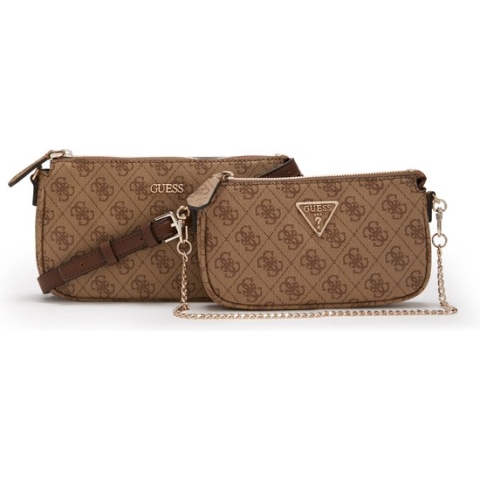 Guess Kleine Crossbodytas / Schoudertas Dames - Noelle - Logo Print - Bruin