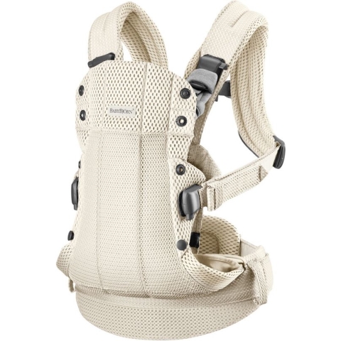 BabyBjörn Draagzak Harmony - 3D Mesh - Crème - Buikdrager - Rugdrager – Ergonomisch – Zachte details