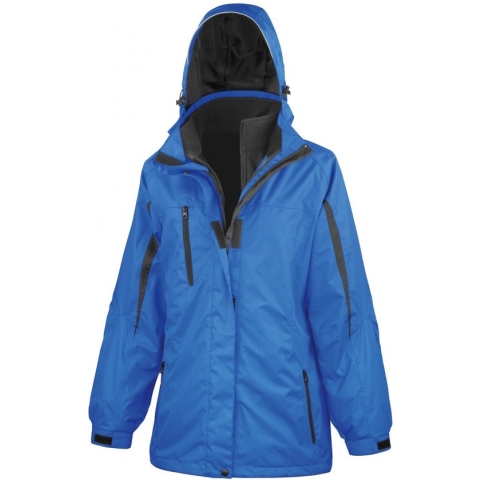 Blauwe dames 3 in 1 regenjas met softshell binnenjas van Result  XXL