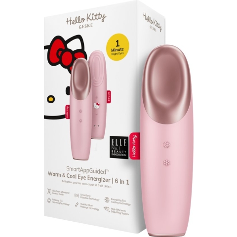 GESKE x Hello Kitty | SmartAppGuided™ Warm & Cool Eye Energizer | 6 in 1 | Oogmassageapparaat | Apparaat tegen donkere kringen | Traanzakjes en hangende oogleden verwijderen | Elektrische oogmassage