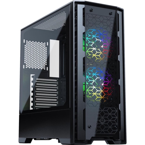 MetallicGear Neo-G Mid-tower ATX, decorative tempered glass front design, Black
