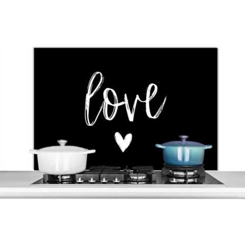 Spatscherm Keuken - Kookplaat Achterwand - Spatwand Fornuis - 100x65 cm - Spreuken - Love - Quotes - Aluminium - Wanddecoratie - Muurbeschermer - Hittebestendig