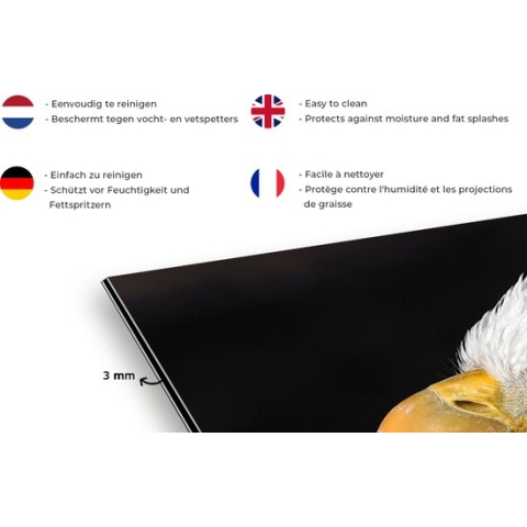 Spatscherm Keuken - Kookplaat Achterwand - Spatwand Fornuis - 120x80 cm - Adelaar - Vogel - Snavel - Ogen - Aluminium - Wanddecoratie - Muurbeschermer - Hittebestendig