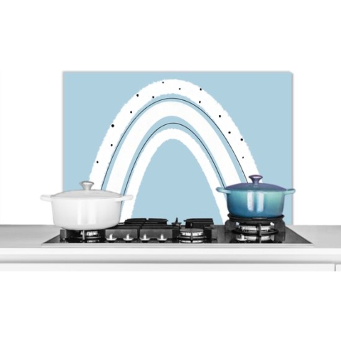 Spatscherm Keuken - Kookplaat Achterwand - Spatwand Fornuis - 90x60 cm - Regenboog - Abstract - Pastel - Aluminium - Wanddecoratie - Muurbeschermer - Hittebestendig
