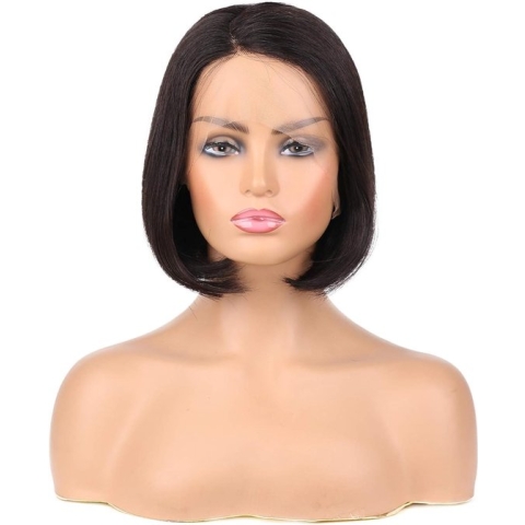 Elysium - Pruiken Dames Echt Haar - Pruik Zwart - Pruiken Dames Wasbaar - 25 cm