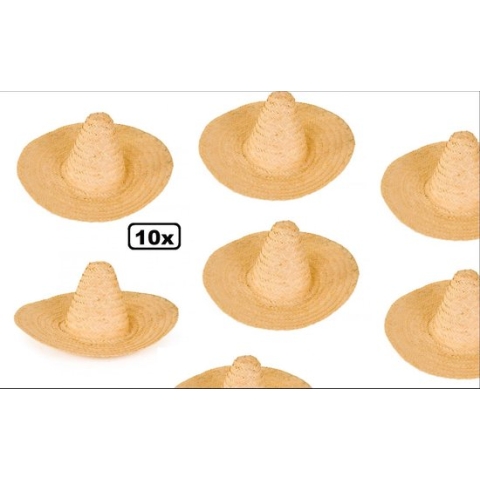 10x Sombrero Extase naturel  - stro hoed mexico landen festival thema feest party