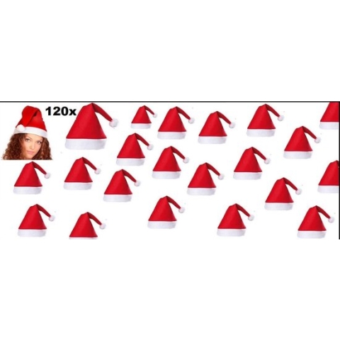 120x Kerstmuts standaard -  kerst kerstmis santa basic kerstfeest winter noordpool