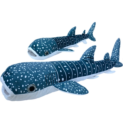 Nature planet pluche walvishaai knuffeldier - set 2x - zwemmend - 60 en 112 cm