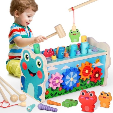Houten Montessori speelgoed 1 2 3 jaar meisjes jongen xylofoon hamerspel kinderen steekspel magnetisch visspel houten speelgoed vanaf 1 jaar educatief speelgoed motoriek speelgoed cadeau 2 3 4 5 6