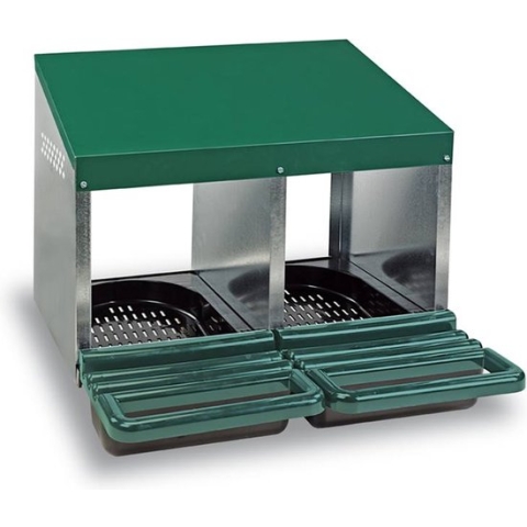 Gaun Pluimvee legnest (2 st) - Met plastic vloer - Legnest - Legbak kippen - Met opvangbak met deksel - Plastic - Groen