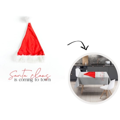 Kerst Tafelkleed - Kerstmis Decoratie - Tafellaken - Winter - Rood - Kerstmuts - 150x220 cm - Kerstmis Versiering