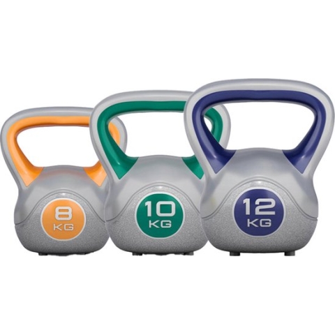 Gorilla Sports Kettlebells - Kunststof Trendy - 8 kg, 10 kg & 12 kg - Set van 3