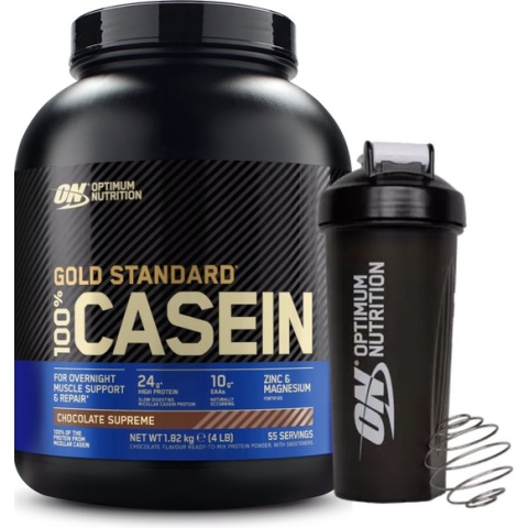 Optimum Nutrition 100% Casein Time Release Protein Bundel - Chocolade Caseine Proteine Poeder + ON Shakebeker - 55 servings (1820 gram)