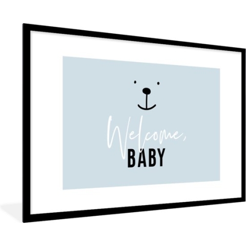Fotolijst incl. Poster - Quotes - Spreuken - Baby - Welcome baby - Kids - Kinderen - Jongens - 90x60 cm - Posterlijst