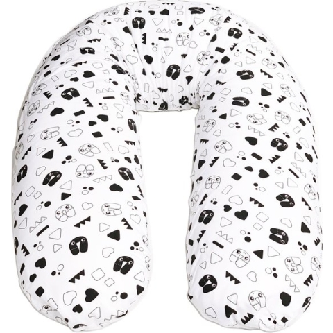 Form Fix XL Zwangerschapskussen - Voedingskussen - Zijslaapkussen - Body Pillow - Lichaamskussen - 185 cm - Inclusief 100% Jersey Hoes Zwart/Wit