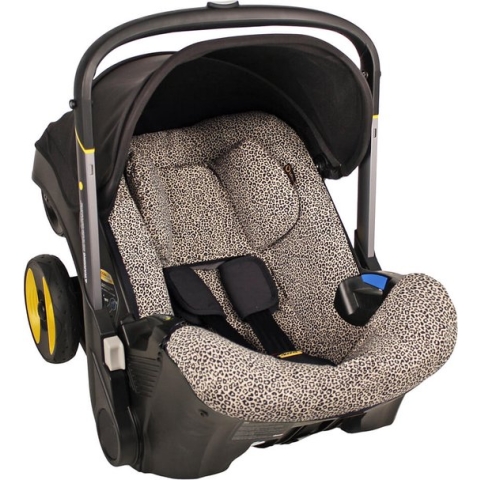 Ukje Autostoelhoes - Geschikt voor Doona Autostoel Buggy Kinderwagen - Hoes - Beige - Luipaard Print
