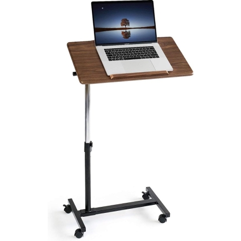 Laptoptafel in hoogte verstelbaar met wielen, in hoogte verstelbaar 71-96 cm, groot tafelblad, geschikt voor maximaal 17 inch laptops, robuust en stijlvol