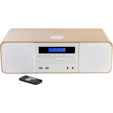 Thomson MIC201IDABBT Bluetooth Stereo Microset - CD/MP3/USB/DAB+/ Inductielader - Hout