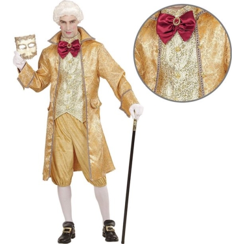Widmann - Middeleeuwen & Renaissance Kostuum - Venetiaanse Edelman Marco Kostuum - Goud - Large - Carnavalskleding - Verkleedkleding