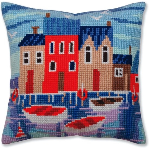 Kussen borduurpakket Serene harbor  - Collection d'Art
