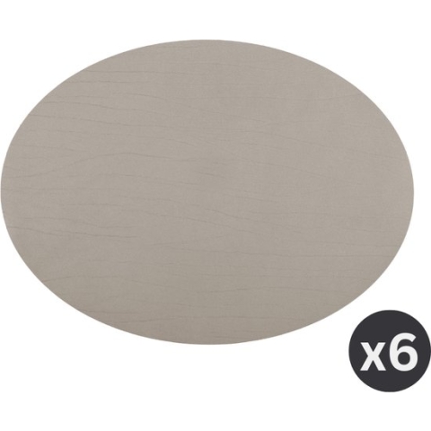 Placemat TITAN ovaal, SET/6, 33x45cm, taupe dubbelzijdig
