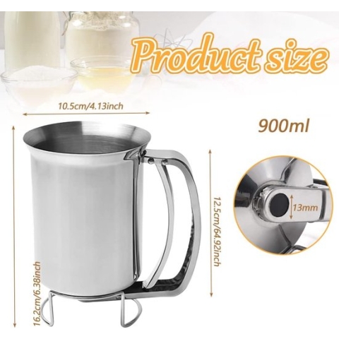 Deegdispenser, Deegschep, 900 ml, Brownie Pannenkoekdeegdispenser, RVS Cakedeegdispenser, Pannenkoeken voor Muffins, Handmatige Plastic Deegdispenser, Deegdispenser