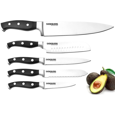 Hoogwaardige messenset messen keukenset, roestvrijstalen scherpe messenset met messenblok.