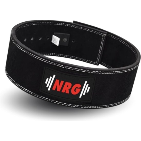 NRG fitness - Halterriem - Powerlift Riem - 10 cm dik - 10 cm breed - Professionele afmetingen - Lifting Belt - Lever Buckle Fast Clip Sluiting - Zwart - Gewichthefriem - Powerlifting - Bodybuilding - Leer - Maat S