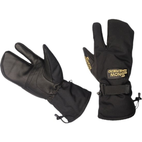 Snowshepherd Skihandschoenen - Leren 3 vinger wanten - Zwart - Anti-slip - Lobster handschoenen - Wanten - Heren - Dames - M