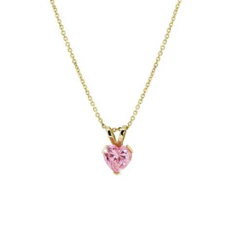 Lucardi Meisjes Kinderketting met hanger - Hart - Zirkonia - Cadeau - 14 Karaat Goud - Geelgoud