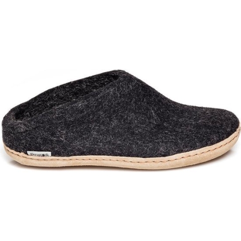 Glerups Slipper met leren zool-Zwart-37