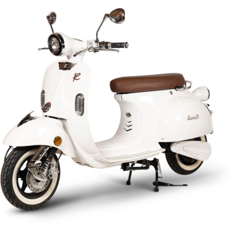 BEST GETEST - elektrische scooter - Retelli Vecchio Classico - wit - Brom/snor - retro - incl kenteken, tenaamstelling en rijklaar maken