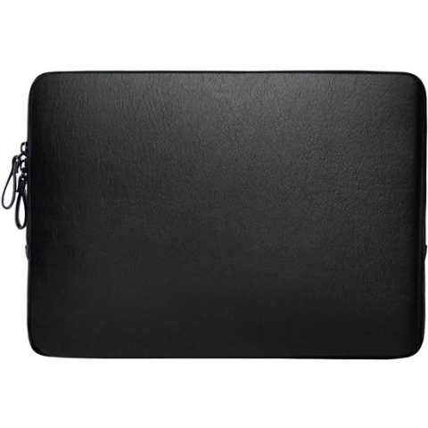 Laptophoes Compatibel met MacBook Air 13" M2 M1 A2681 A2337 A2179 A1932 2023-2018 / Pro 13" M2 M1 A2338 A2251 A2289 2023-2016, PU Lederen gewatteerde tas waterdichte hoes, Zwart