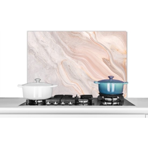 Spatscherm Keuken - Kookplaat Achterwand - Spatwand Fornuis - 90x60 cm - Marmer - Patroon - Pastel - Abstract - Marmerlook - Luxe - Aluminium - Wanddecoratie - Muurbeschermer - Hittebestendig