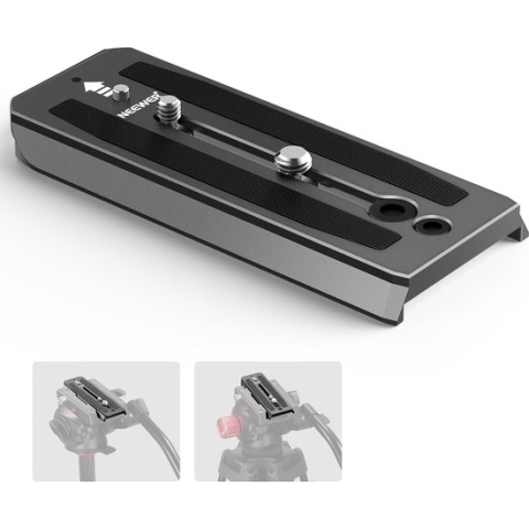 Neewer® - 501PL 504PL Quick Release Plate Compatible with Manfrotto, Camera Mounting Plate with 1/4" and 3/8" Screws, Retractable Anti Off Pin for GM001 GM002 GM006 Tripod Liquid Heads, QR5