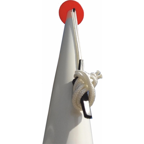 Vlaggenmast BASIC 8 meter aluminium cilindrisch ø 85 mm, wit incl. knop, kikker, koord en geleide-oog en kantelvoet - 8508W1C