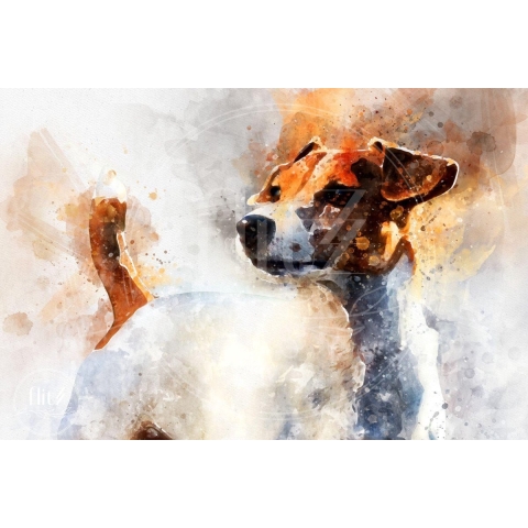100% Nederlandse Productie! │ Diamond Painting │ Aquarel Jack Russell │ Formaat 75 x 50 cm │ Diamond Painting Pakket Volwassen │ Volledige bedekking │ Vierkant │ Full │ Flitzz Diamond Painting