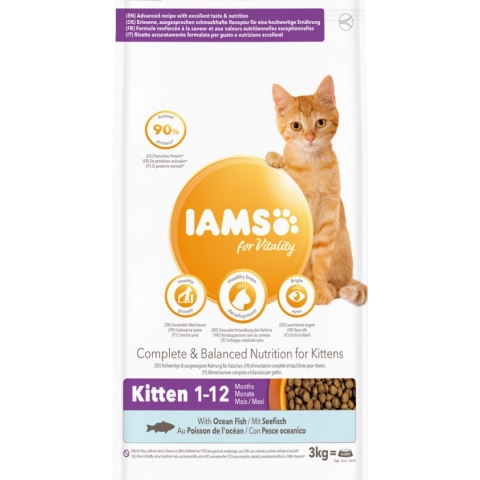 Iams Cat Kitten Ocean Fish - 3 x 3 kg - Voordeelverpakking