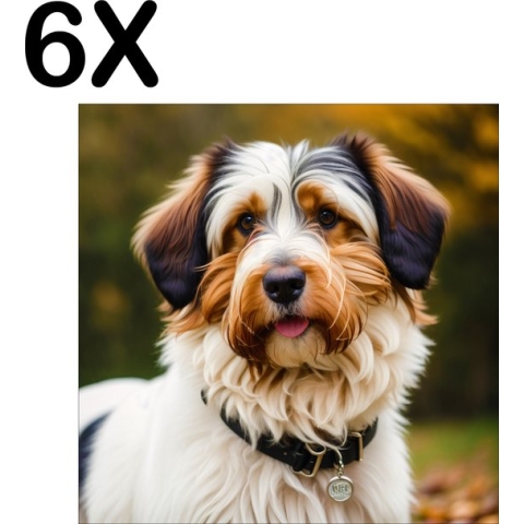 BWK Textiele Placemat - Schattig Hondje in het Park - Set van 6 Placemats - 40x40 cm - Polyester Stof - Afneembaar