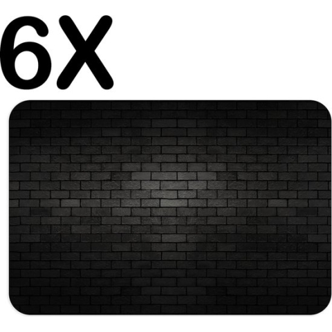 BWK Stevige Placemat - Zwarte Donkere Muur - Set van 6 Placemats - 45x30 cm - 1 mm dik Polystyreen - Afneembaar
