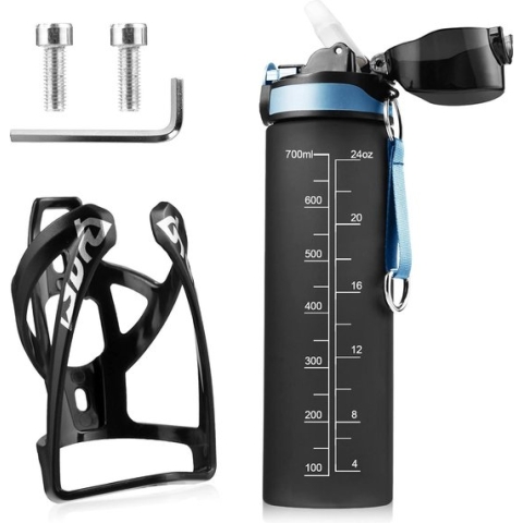 Flessenhouder Fietsset, bekerhouder Fiets met 700 ml bidon, schroeven, lichtgewicht sterke bidonhouder voor MTB, racefiets, fiets, mountainbikes, flessenhouder, zwart