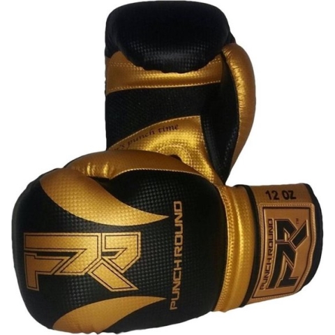 Punch Round Bokshandschoenen SLAM Mat Carbon Zwart Goud 14 OZ Bokshandschoenen