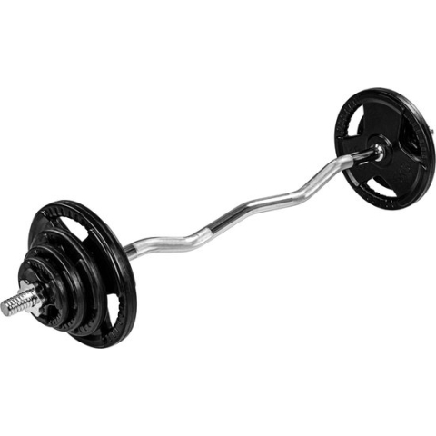 Curlstang - Curl bar - Ez bar - Halterstang - 26 kg - Inclusief stersluitingen - 120 cm - Chroom - Zwart
