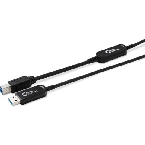 Microconnect MC-USB3.0AB20OP, 20 m, USB A, USB B, USB 3.2 Gen 2 (3.1 Gen 2), 10000 Mbit/s, Zwart