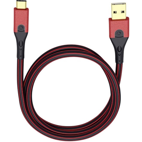 USB 3.2 Gen 1 (USB 3.0) [1x USB 3.2 Gen 1 stekker A (USB 3.0) - 1x USB-C stekker] 3.00 m Rood/zwart Vergulde steekconta