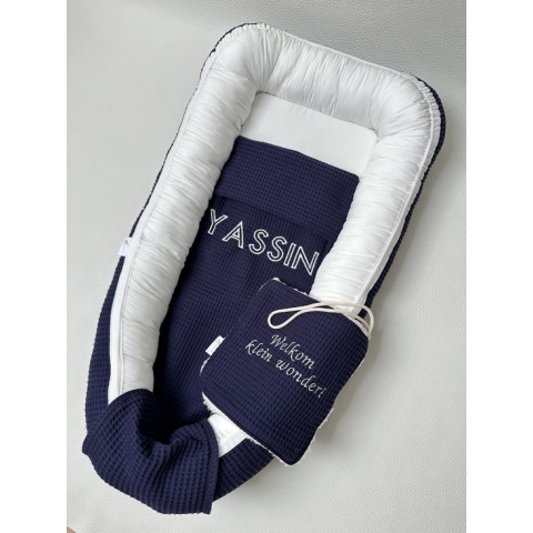 Babynest | Comfykids | Donkerblauw | Wafelkatoen |INCLUSIEF dekentje| ACTIE van 99,- NU voor 84,99