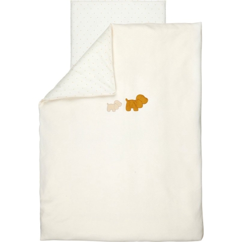 Nattou  Charlie - Dekbedovertrek Baby met Kussensloop - Vanille - 180 x 100 cm