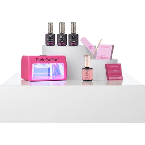 Pink Gellac Gellak Starterspakket Neutral Sense - Met 1 roze kleur en hot pink LED lamp - Manicure Set - Gel Nagellak, Gel Lak, Gelnagels