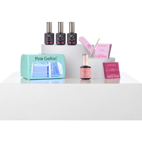Pink Gellac Gellak Starterspakket Neutral Sense - Met 1 roze kleur en mint LED lamp - Manicure Set - Gel Nagellak, Gel Lak, Gelnagels