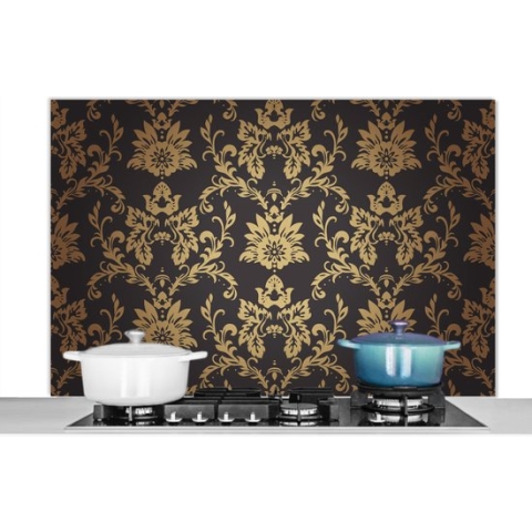 Spatscherm Keuken - Kookplaat Achterwand - Spatwand Fornuis - 120x80 cm - Bloemen - Licht - Vintage - Aluminium - Wanddecoratie - Muurbeschermer - Hittebestendig